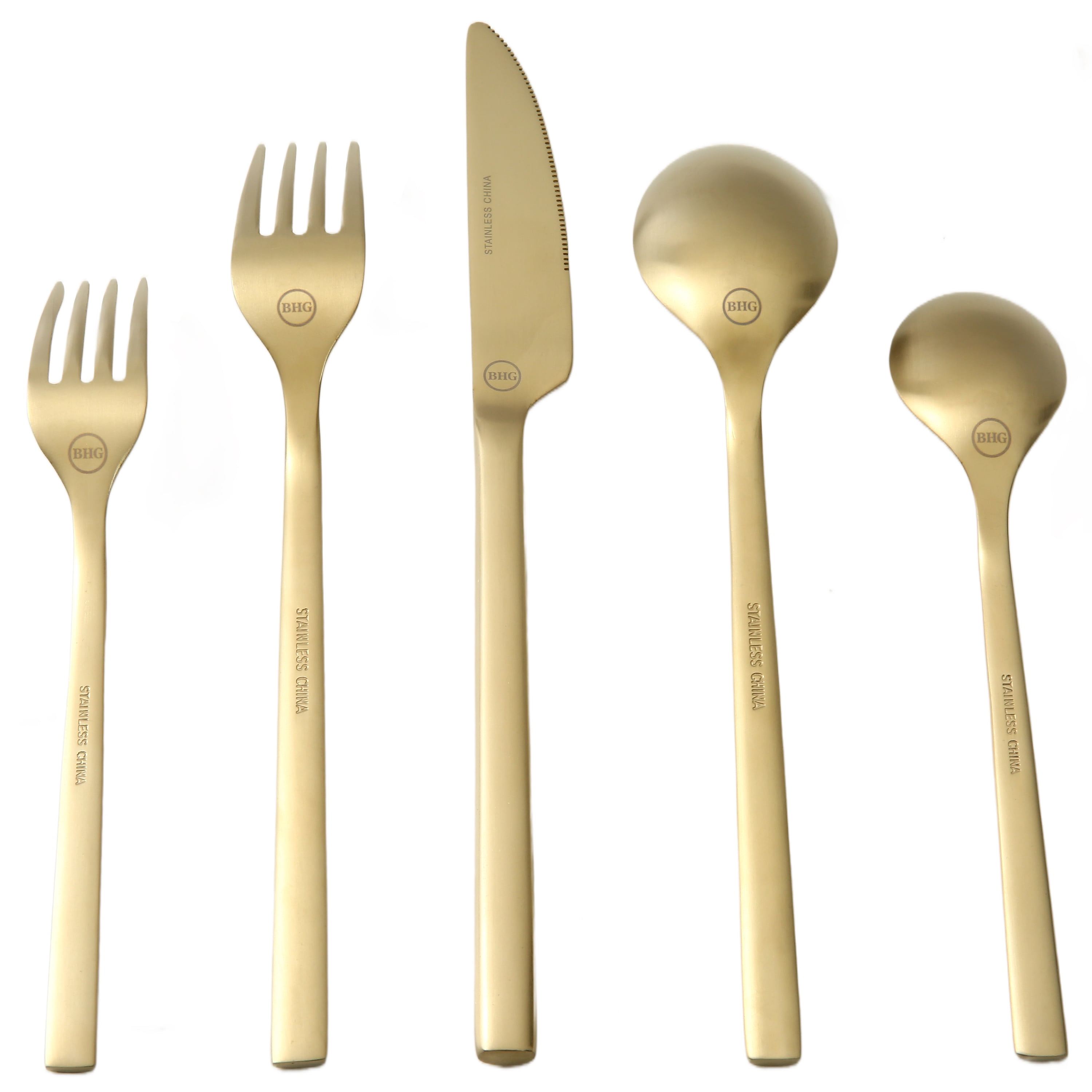 Better Homes & Gardens 20-Piece Holden Stainless Steel Flatware Set, Gold, Service for 4