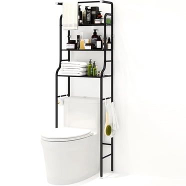 SUSUZI Over The Toilet Storage Shelf Above Toilet Organizer Rack, Black