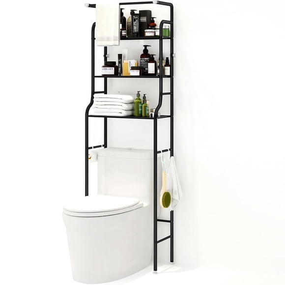 SUSUZI Over The Toilet Storage Shelf Above Toilet Organizer Rack, Black