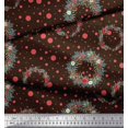 thumbnail image 3 of Soimoi Brown Modal Satin Fabric Wreath & Dots Print Sewing Fabric Yard 42 Inch Wide, 3 of 5