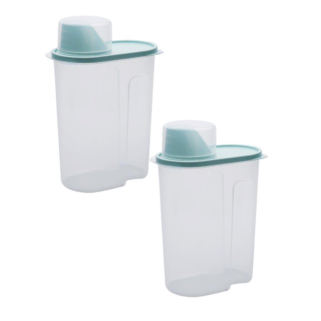 Oleegame 2PC Produce Storage 2.5L Kitchen Multi Grain Storage Tank Food Dry Goods Storage Box Plastic Sealed Tank Blue