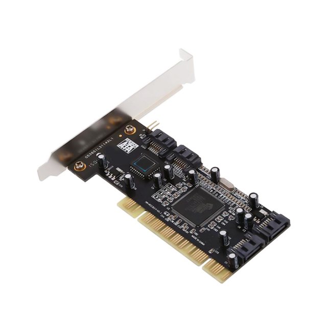 axGear PCI Adaptateur de Carte Convertisseur vers SATA pour Contrôleurs, Conçu pour Composants d'Ordinateur, avec 4 ports SATA pour Connecter jusqu'à 4 Dispositifs de Disque Dur. Prend en Charge les configurations RAID 0, 1, 5 et 0+1, un Débit de 1,5 Gb/s, et un LBA de 48 Bits pour une Compatibilité avec Grands Disques. Comprend une interface PCI et un design compact pour une installation Facile.