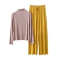 thumbnail image 2 of Weiqiqre Plus Size Pajamas for Women Set Lounge Set Solid Color High Neck Long Sleeve Sleep Set Pants Suit Soft Loungewear, 2 of 3