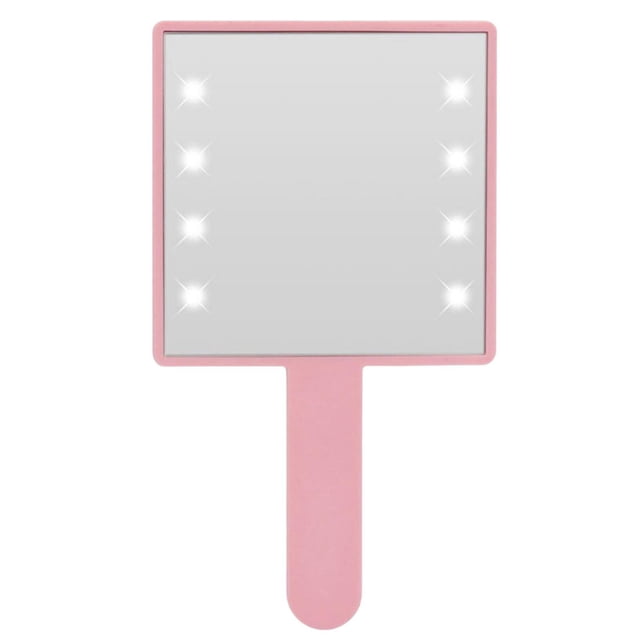 Langgg Makeup Mirror with LED Light Compact Cosmetic Mirror Small for Salon Home Pink