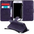 thumbnail image 1 of Wallet Case, Embossed Sunflower Premium PU Leather Folio Flip Kickstand Card Slots Wrist Strap Cover for Samsung Note20(Purple), 1 of 6