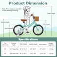 thumbnail image 3 of Costway 16" Kid Bicycle with Height-Adjustable Handlebar & Saddle Storage Basket Bell Green, 3 of 10