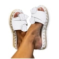 thumbnail image 4 of Kcodviy Breathable Toe Women's Summer Memory Foam Sandals Women Weave Flat Beach Shoes Rhinestone Sandals for Women Open Slip on Sandals Womens Platform Sandals Bow Women's Sandals, 4 of 5