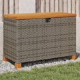 thumbnail image 1 of vidaXL Garden Storage Box Grey 80x40x48 cm Poly Rattan Acacia Wood, 1 of 5