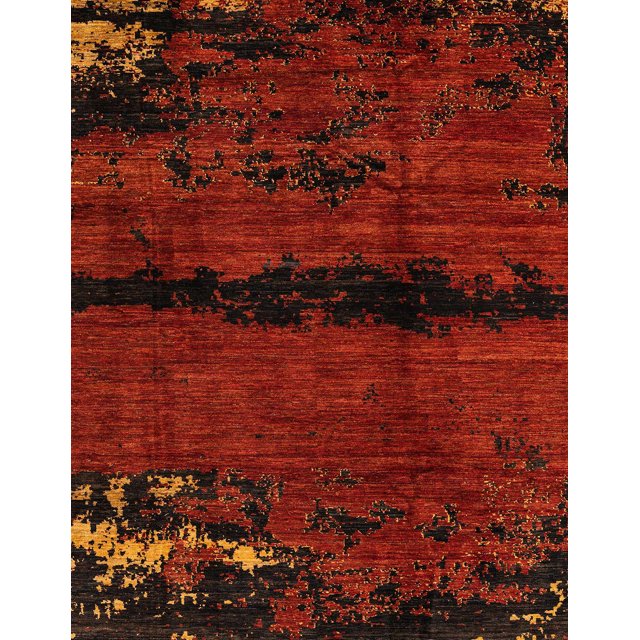 Ahgly Company Tapis d'Intérieur Rectangulaire Abstrait Safran Rouge, 2 Pieds x 4 Pieds