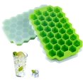 thumbnail image 1 of 2 PCS Premium Ice Cube Trays,Silicone Ice Cube Molds with Sealing Lid, 74-Ice Trays, Reusable, Safe Hexagonal Ice Cube Molds, for Chilled Drinks, Whiskey, Cocktail, Food, 1 of 7