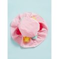 thumbnail image 4 of Kmbangi 3Pcs Infant Girls Swimsuits Flower Decor Tie-Up Halter Neck Tank Tops + Ruffles Shorts + Sun Hat Bikini Split Swimwear Set 0-24M, 4 of 9