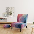 thumbnail image 2 of Designart "Abstract Collage III" Pink Patch Upholstered Accent Chair - Modern Arm Chair For Bedroom, 2 of 7