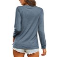 thumbnail image 5 of LUXUR T-shirt Femme Col Rond Tee-Shirt Couleur Unie Pull Décontracté Manches Longues Bleu S, 5 of 5