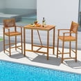 thumbnail image 1 of Gymax 3 PCS Outdoor Acacia Wood Bar Set w/ Slatted Seat & Tabletop, 1 of 9