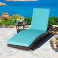 thumbnail image 4 of Gymax Set of 2 Foldable Patio Rattan Chaise Lounge Chair w/5 Back Positions Turquoise Cushion, 4 of 10