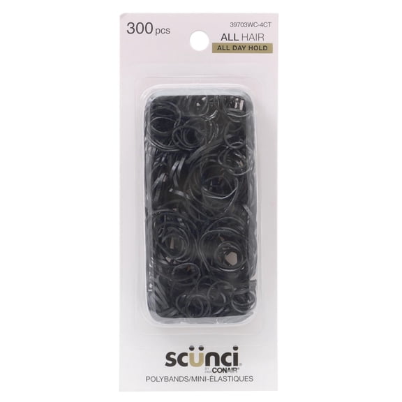 Scünci 300pcs Elastic Polyband Black