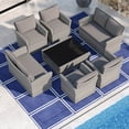 thumbnail image 4 of Costway Ensemble de Mobilier de Patio 8 Pcs avec 4 Chaises en Rotin Causeuse Table Basse Coussins, 4 of 9