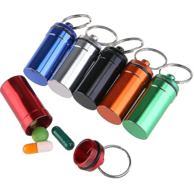 6pcs Waterproof Pill Box Case Pill Holder Container Keychain Pill Case