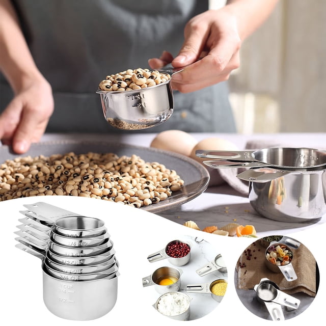 Wamans 304 Stainless Steel Measuring Cup and Spoon Set, Kitchen Large Belly Cup Baking Utensils, Kitchen Tools, Measuring Cups and Spoons, Seven Piece Set Clearance Items