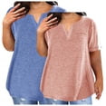 thumbnail image 1 of Timegard Haut 2 Pcs Grande Taille pour Femmes Été Manches Courtes Col en V Blouse Confortable Décontractée Mi-Longue, 1 of 3