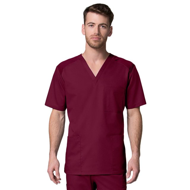 Maevn Uniforms Men's V-Neck Mesh Panel Solid Scrub Top