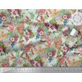 thumbnail image 2 of Soimoi Polyester Crepe Fabric Birds,Leaves & Lily Floral Print Fabric by The Yard 42 Inch Wide, 2 of 3