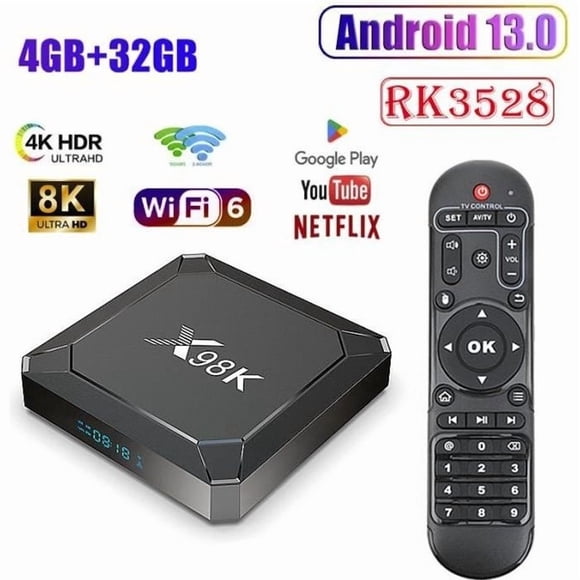 Android TV Box, IPTV Box 4GB+32GB RK3528 Quad-Core Support 8k HD 3D, WiFi6+BT5.0, Smart TV Box Android 13, Multimedia Player
