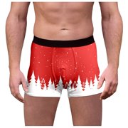 FhsagQ Underwear Men's Underwear Boxers Briefs Long Men's Christmas Print Breathable Underwear Men's Underwear Boxers Briefs Comfort Super Fit Men Underwear Boxers Brief Low Rise Red XXXL