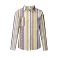 thumbnail image 4 of Cameland Blouses Mode pour Femmes Col en V Rayé Manches Retroussables avec Poche Chemise Ample, 4 of 6