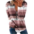 thumbnail image 2 of Chandails à Capuchon Mode pour Femmes 2023 Hauts Automne Manches Longues Ample Chandail à Enfiler Chemise Chic Décontracté Dames Rayé Col Rond Chandails 50 % de Rabais Liquidation Costumes d'Halloween/Noël, 2 of 5