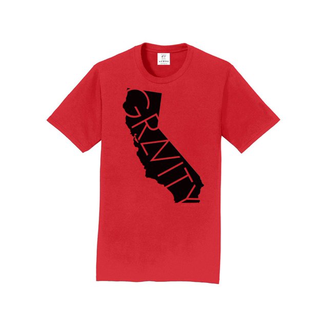 Gravity TradIng T-Shirt à Manches Courtes Cali - Rouge Vif - Logo Noir - 3TG