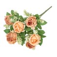 thumbnail image 1 of Meitianfacai Bouquet Simulé de Fleurs de Décoration pour la Maison Bouquet de Roses Simulé de Petits Guidons de Roses, Orange, 1 of 7
