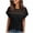 Black, variant on BLVB Women's Tops Casual Crewneck Short Sleeve Ribbed Knit Hollow out Shirts Loose Summer Fashion Tunic Tops Blouses