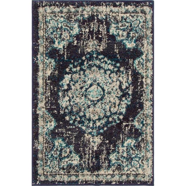 Unique Loom Penrose Centre Médaillon Tapis2' 2 x 3' Rectangle Bleu Marine/beige