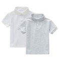 thumbnail image 2 of YUNAFFT Polos pour Enfants Été Décontracté Couleur Unie Manches Courtes Col Rond Lot de 2 Style Décontracté de Tous les Jours, 2 of 9