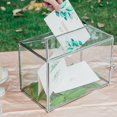 thumbnail image 2 of Small .‘‘ x .‘‘ x .‘‘ Glass Card Box with Slot & Lock for Wedding Reception Geometric Clear Envelops Box Suitable for x es Cards Gold (Slot Length cm) Handmade, 2 of 8