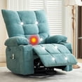 thumbnail image 1 of Swivel Rocker Recliner Chair with Heat and Massage&Adjustable Footrest for Elderly Adults,360° Swivel Rocking Sofa with Handrail and Backrest &Cup Holders Overstuffed Cushion for Back Pain Relief, 1 of 7