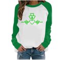 thumbnail image 1 of CEHVOM Women's Spring Patchwork St. Patrick's Day Printed Long Sleeves Round Neck Casual Tee Tops, 1 of 4