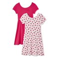 thumbnail image 2 of George Girls' All-Over Print and Solid Skater Dresses 2-Pack, 2 of 2