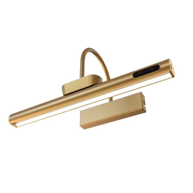 Led Rechargeable Wall Lamp, Modern Remote Control 3color Dimming Gold Bathroom Mirror Light, Aluminum Picture Lights For Hotel ,Adjustable Lighting Angle