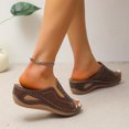 thumbnail image 4 of Womens New Wedge High Heel Fish Mouth Stitched Sandals, 4 of 9