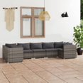 thumbnail image 1 of vidaXL 7 Piece Garden Lounge Set with Cushions Poly Rattan Grey, 1 of 4