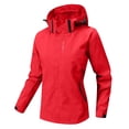 thumbnail image 2 of Atogsazn Imperméable Léger pour Femme, Décontracté, Fermeture Éclair Intégrale, Manches Longues, Veste de Pluie à Capuche, Coupe-Vent, Hauts, Rouge, M, Mode, 2 of 5