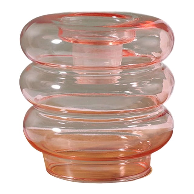simhoa Doughnut Candlestick Pillar Glass Candle Holder for Housewarming Home Party Pink