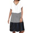 thumbnail image 1 of Kcodviy Robe Maxi Décontractée Ample à Rayures pour Femmes, Patchwork à Pois, Col en V, Courte, Grande, Robe pour Femmes, Manches, Robe, 1 of 6