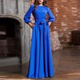 thumbnail image 1 of Gspmoly Robes pour Femmes, Robe Décontractée pour Femmes à Col Rond, Manches Longues Lanterne, Chandail à Enfiler, Ceinture, Robe de Couleur Unie, Robe de Cocktail, Offres des Fêtes, 1 of 5
