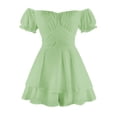thumbnail image 2 of Kcodviy Women's Solid Color Ruffle Wide Leg Romper one Neck Short Sleeve Jumper for Women Casual Summer Europe and The United off Shoulder Rompers for Women States Straps Jumpsuit Shorts, 2 of 4