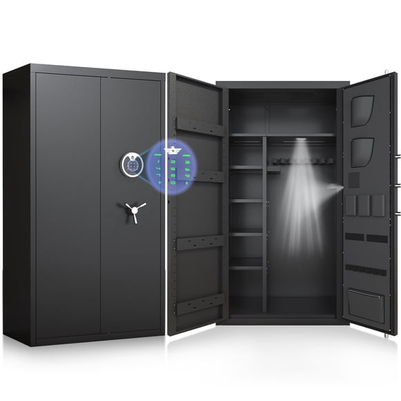 30-40 Gun Safe, 54" Digital Gun Safe with LCD Keypad & Dual System Alarm, Large Gun Cabinet with Adjustable Shelves for Shotgun, Unassembled Home Safe