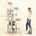 thumbnail image 2 of CoSoTower 76" Large Cat Tree for Indoor Cats with 8 Scratching Posts, 3 Plush Beds, 2 Hammocks, 2 Large Condos, Ramp, Light Grey, 2 of 7