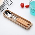 thumbnail image 2 of 3PCS Stainless Steel Flatware Tableware Cutlery Set with Beech Handle Include Fork Spoon Chopsticks Case, 2 of 7